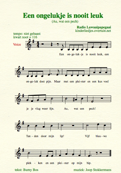 bladmuziek ongelukje pech bladmuziek kinderliedje radio lawaaipapegaai