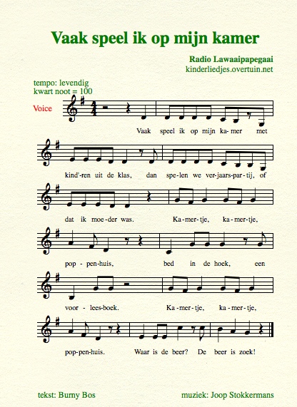 bladmuziek spelen op kamer poppenhuis beer bladmuziek kinderliedje radio lawaaipapegaai