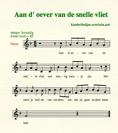 bladmuziek en muziek oude kinderliedjes bekende traditionele liedjes van vroeger aan de oever van een snelle vliet