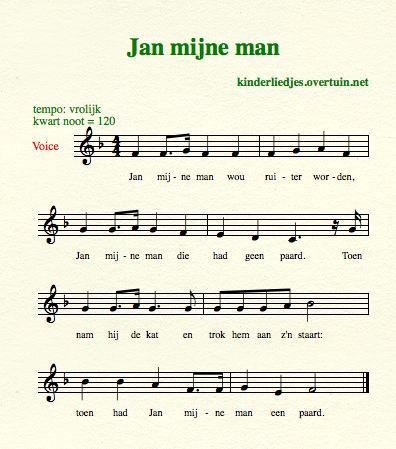 bladmuziek en muziek oude kinderliedjes liedjes luisteren beluisteren meezingen jan mijne man