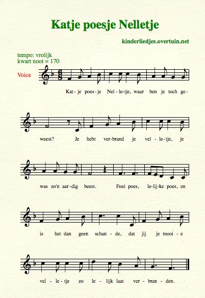 bladmuziek en muziek oude kinderliedjes liedjes luisteren beluisteren meezingen katjepoesje nelletje