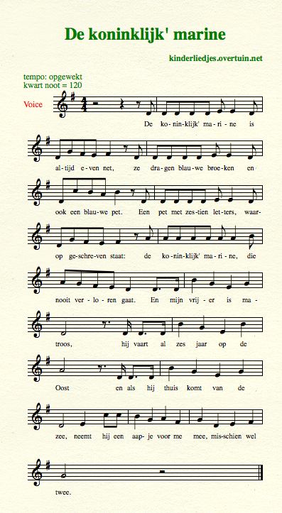 bladmuziek en muziek oude kinderliedjes liedjes luisteren beluisteren meezingen koninklijke marine
