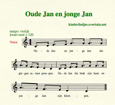 bladmuziek en muziek oud kinderliedje zingen met kleinkinderen kinderen oude jan en jonge jan
