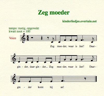 bladmuziek en muziek oud kinderliedje nederlandse kinderliedjes uit jeugd kindertijd oma zeg moeder waar is jan